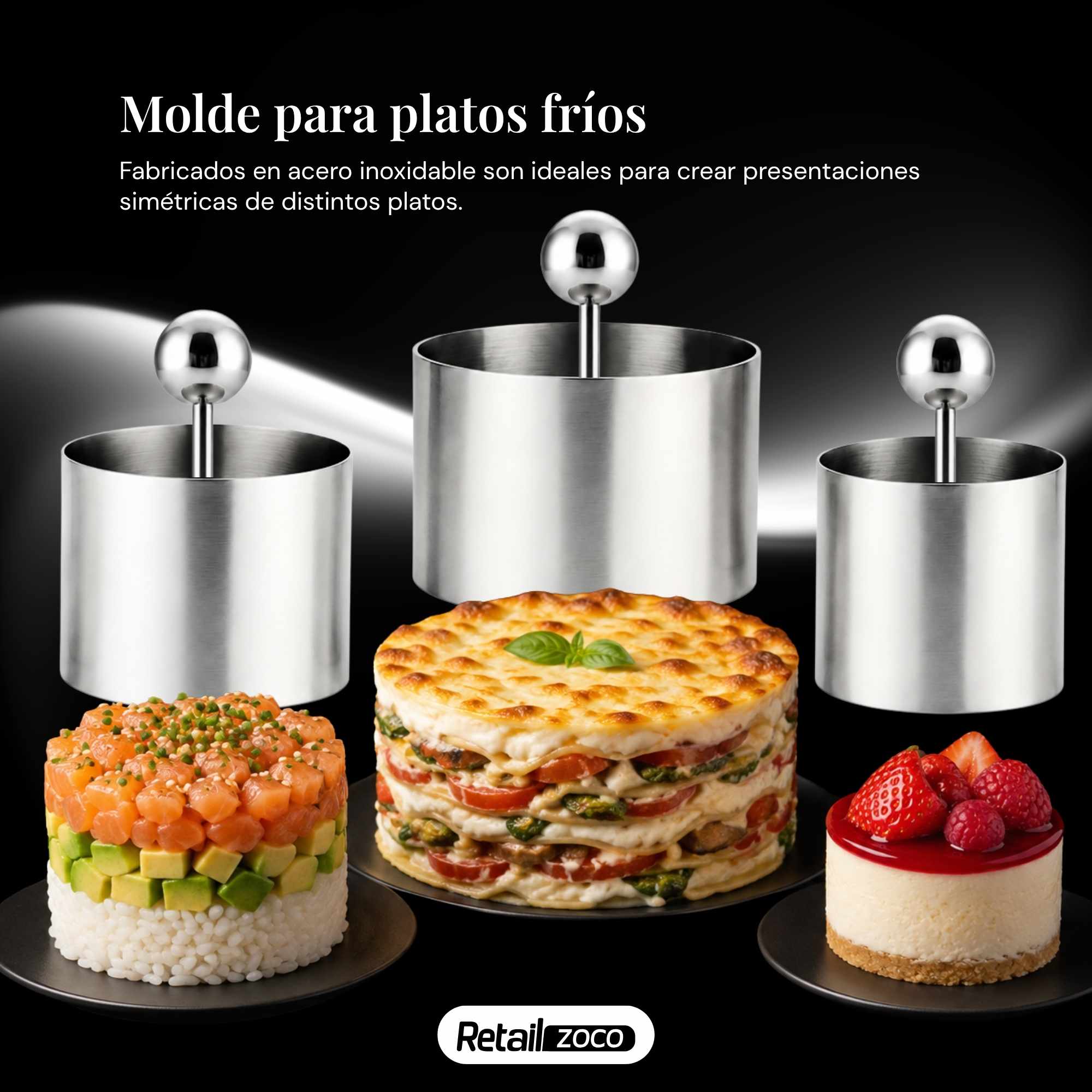 Molde Para Platos Fríos De Acero Inoxidable mediano - imagen 2