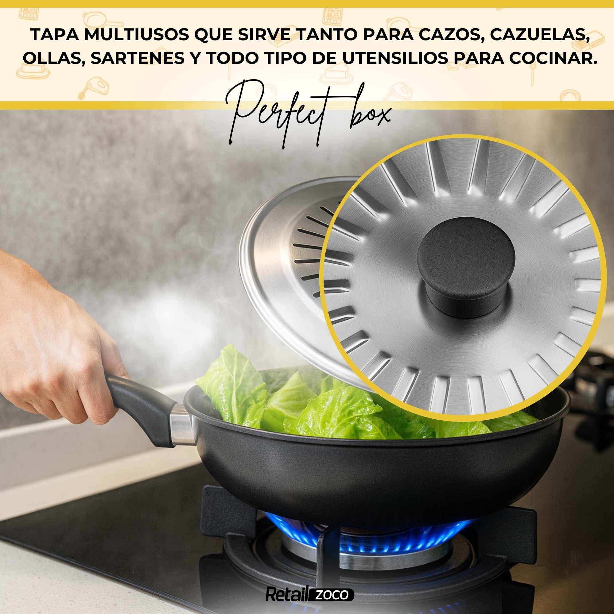 Tapa para sartenes y ollas 22 cm - imagen 5