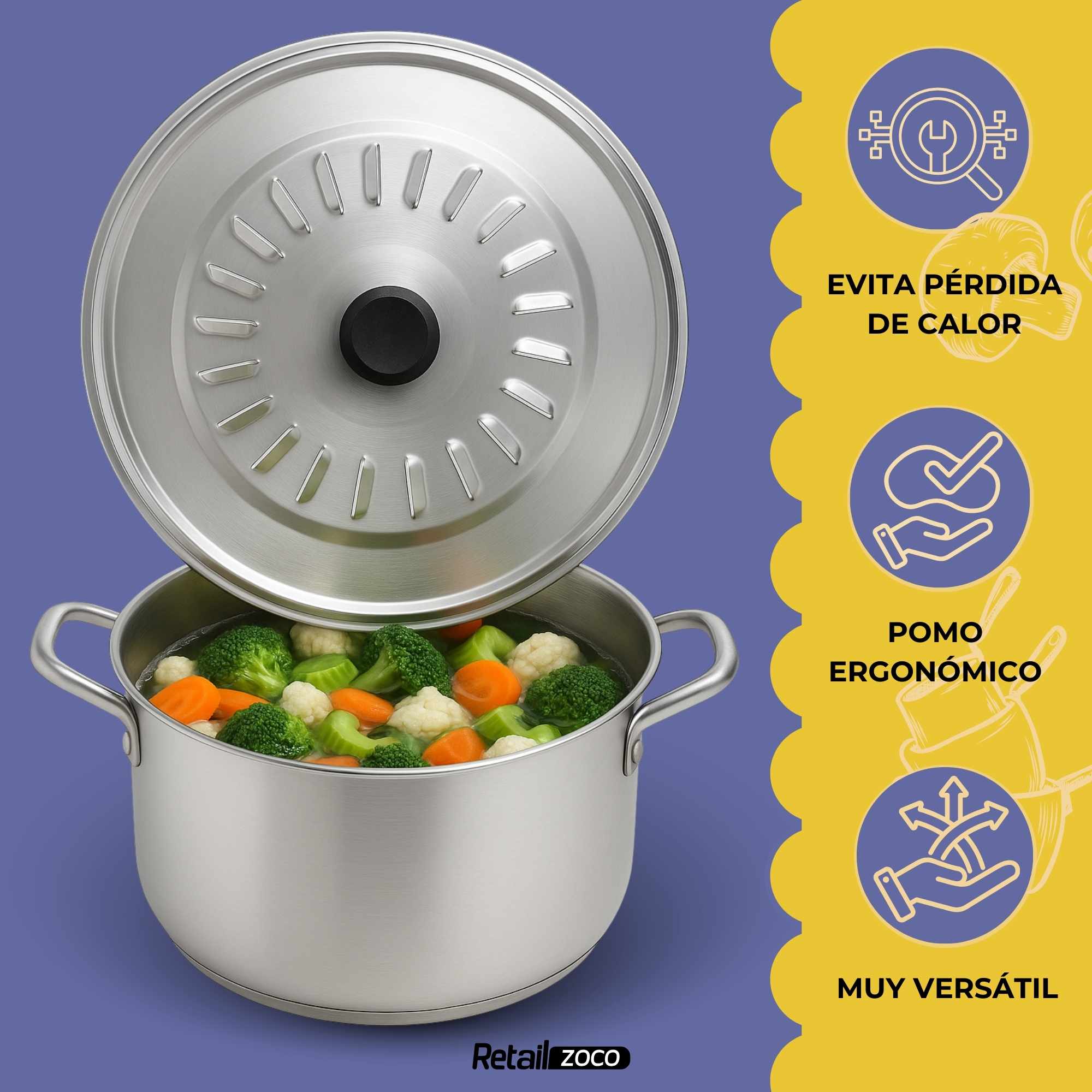 Tapa para sartenes y ollas 22 cm - imagen 3