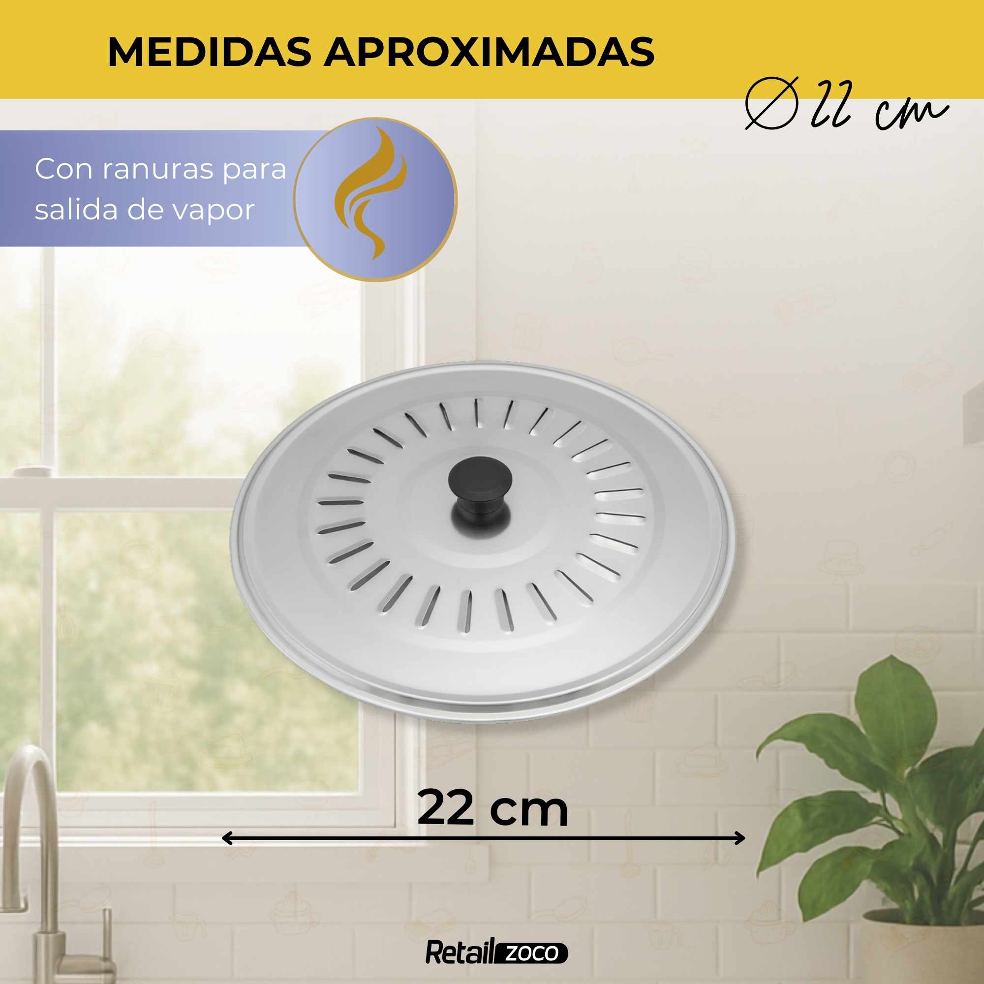 Tapa para sartenes y ollas 22 cm - imagen 4