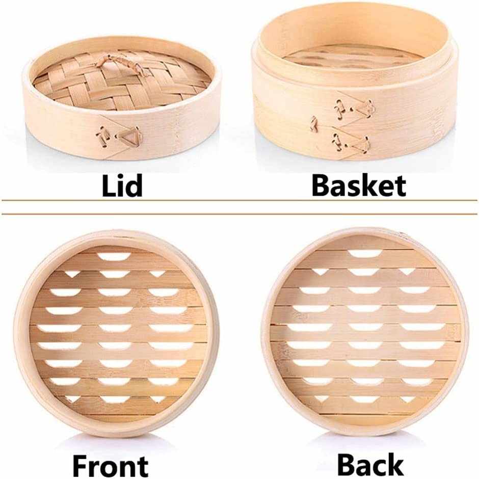 Cesta de Vapor Bambú para Cocinar Asiático 2 pisos 15 cm - imagen 3