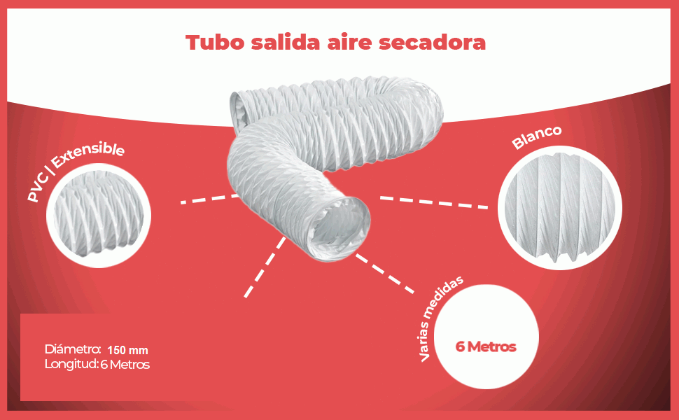 Banner - Tubo salida aire secadora 150 mm x 6 M Blanco