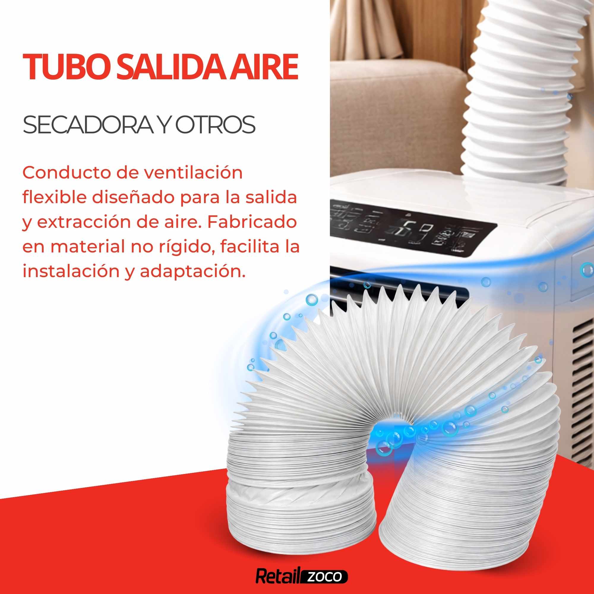 Tubo salida aire secadora 100 mm x 3 Metros blanco - imagen 2