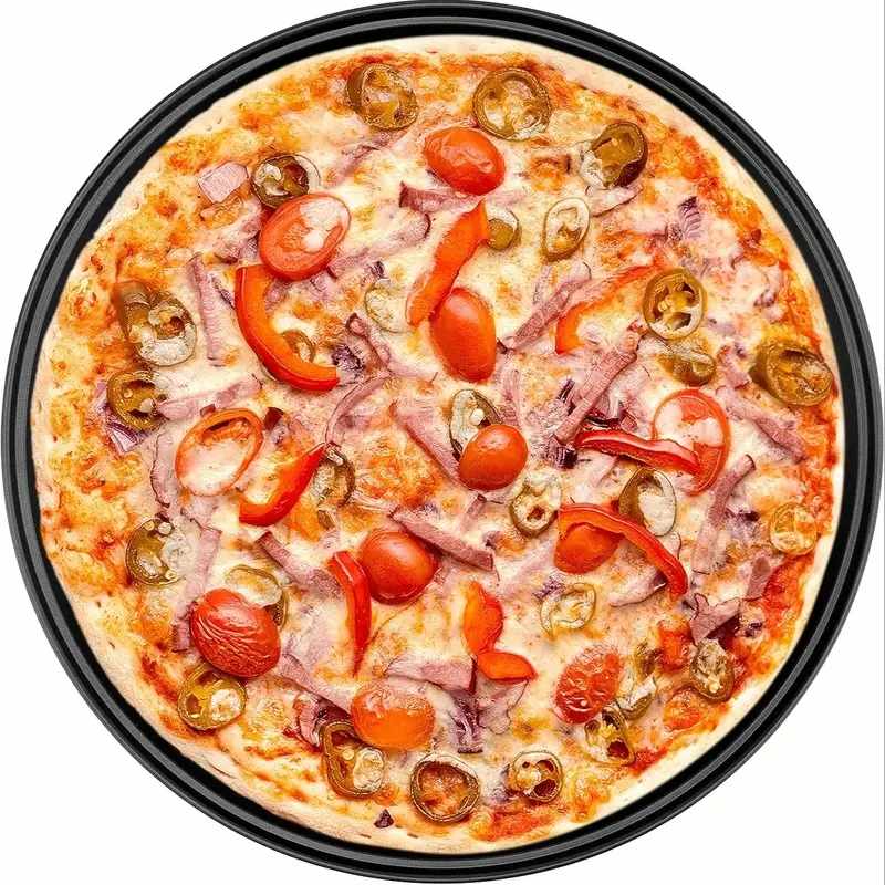 Bandeja Pizza Horno Redonda Antiadherente y Perforada 33 cm Negro - imagen 6