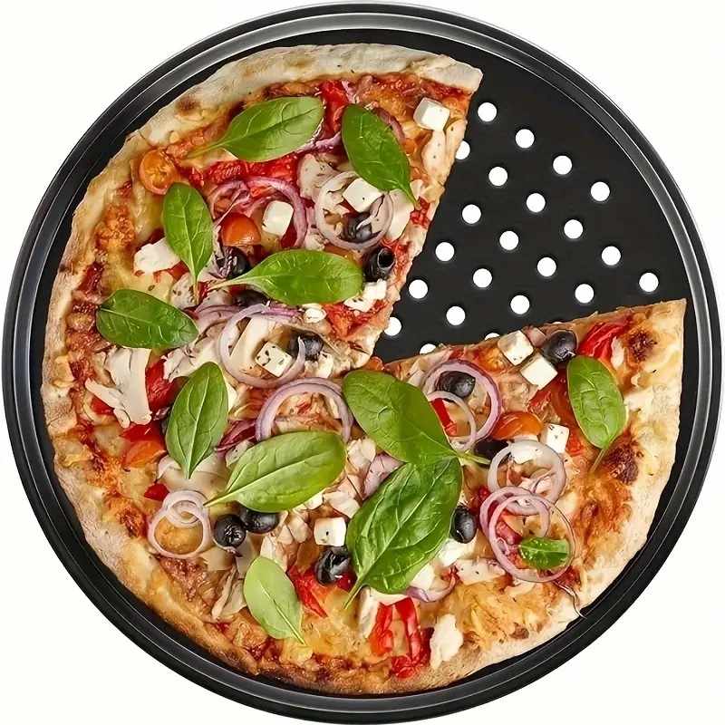 Bandeja Pizza Horno Redonda Antiadherente y Perforada 33 cm Negro - imagen 7