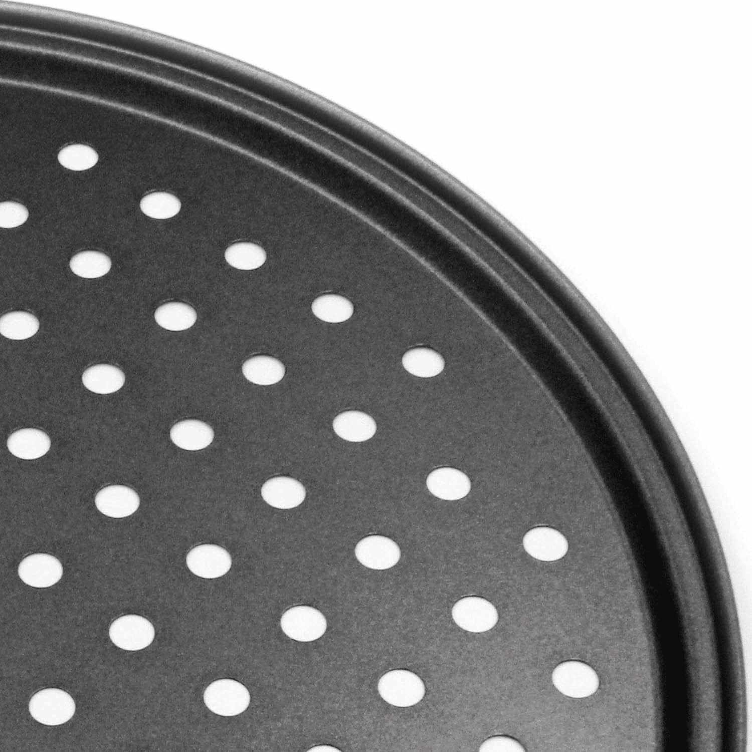 Bandeja Pizza Horno Redonda Antiadherente y Perforada 33 cm Negro - imagen 2