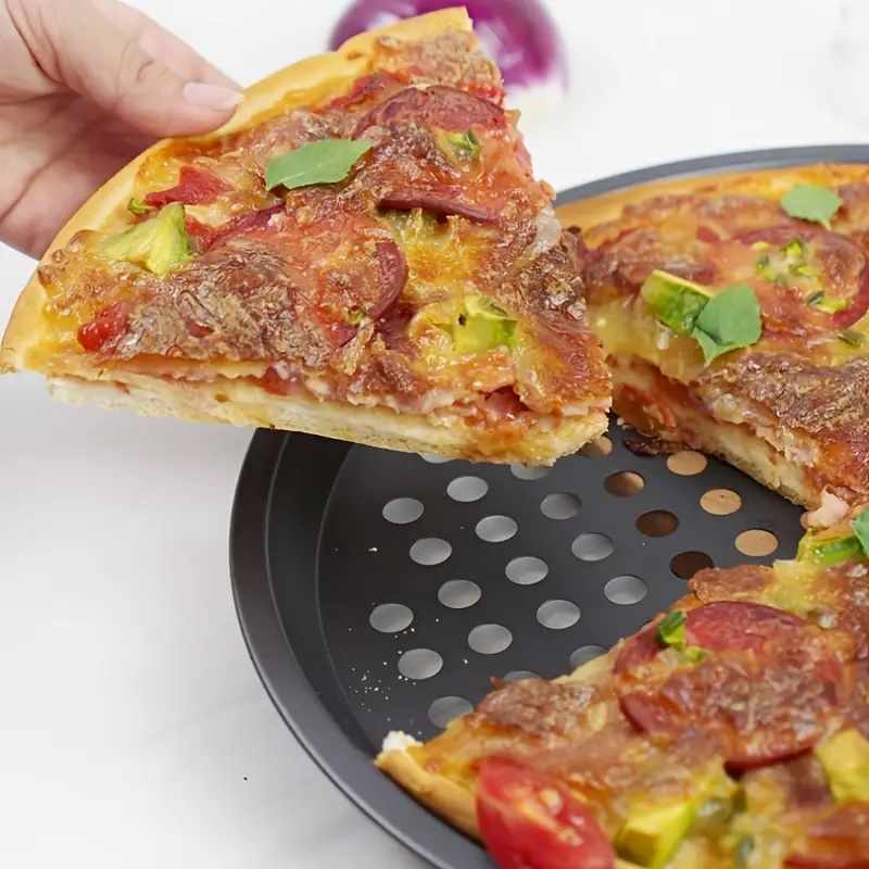 Bandeja Pizza Horno Redonda Antiadherente y Perforada 33 cm Negro - imagen 5
