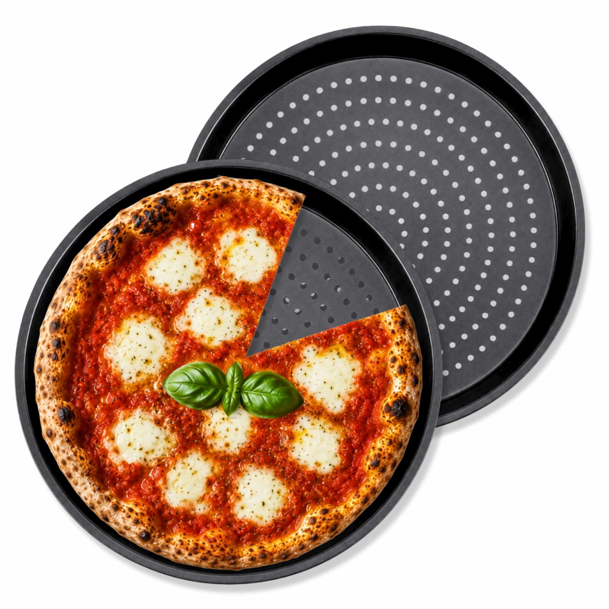 Bandeja Pizza Horno Redonda Antiadherente y Perforada 29 cm Negro - imagen 1