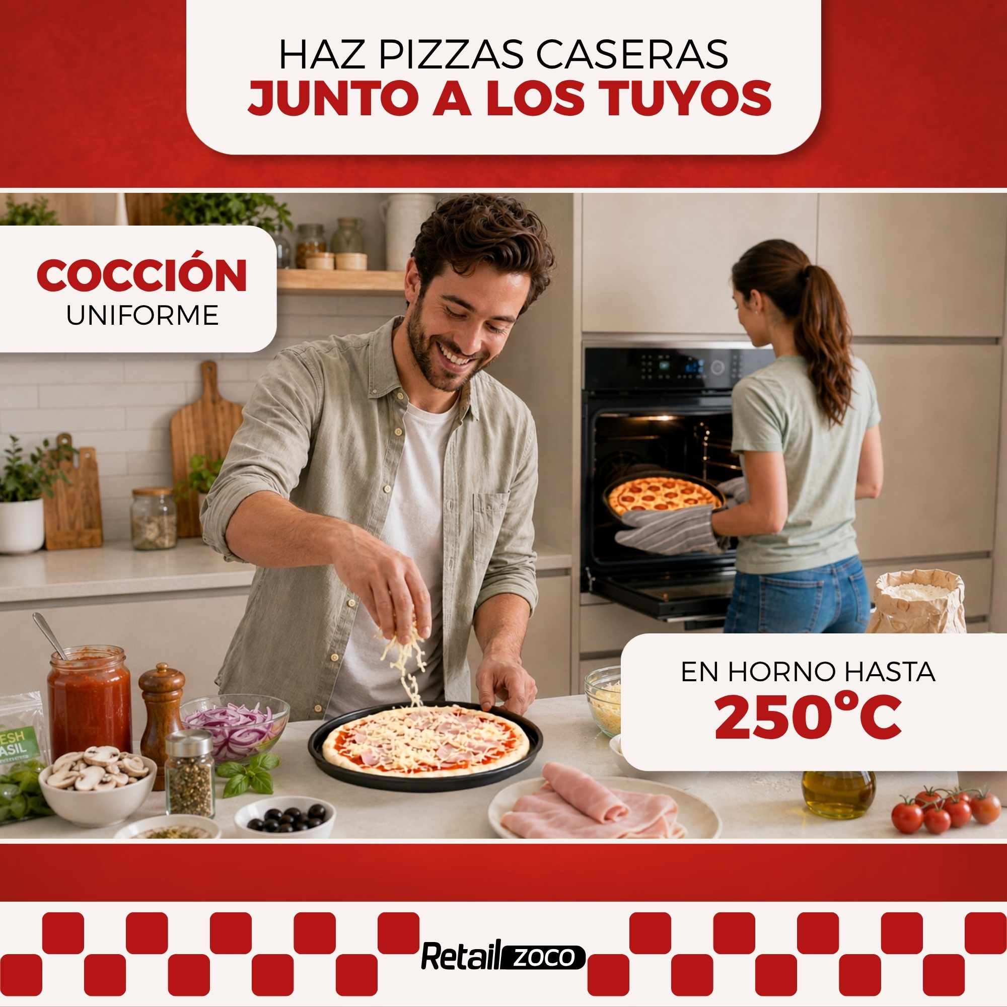 Bandeja Pizza Horno Redonda Antiadherente 26 cm Negro - imagen 5