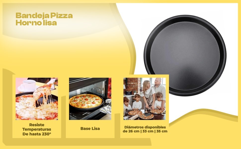 Banner - Bandeja Pizza Horno Redonda Antiadherente 26 cm Negro