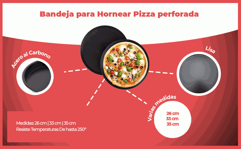 Banner - Bandeja Pizza Horno Redonda Antiadherente 33 cm Negro