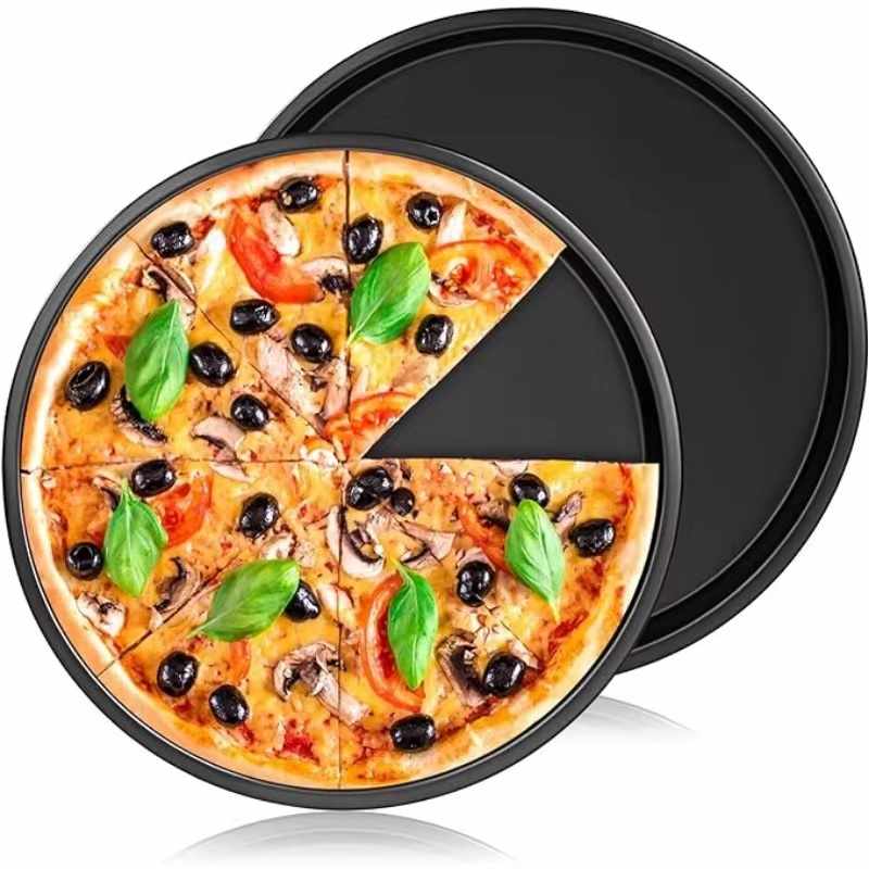 Bandeja Pizza Horno Redonda Antiadherente 35 cm Negro