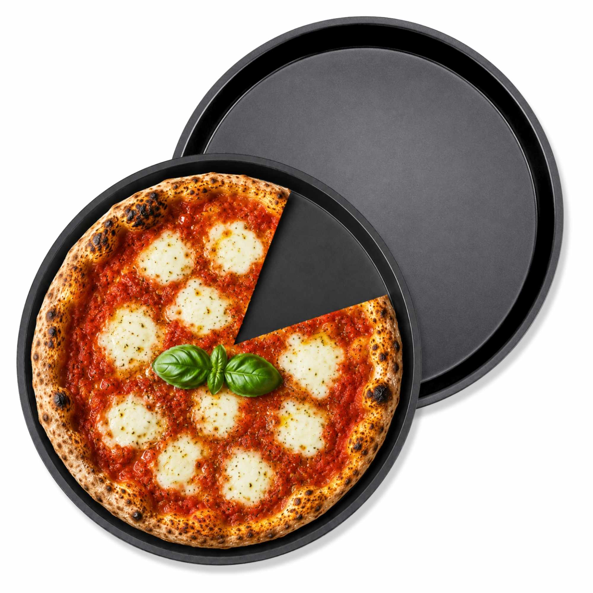 Bandeja Pizza Horno Redonda Antiadherente 35 cm Negro