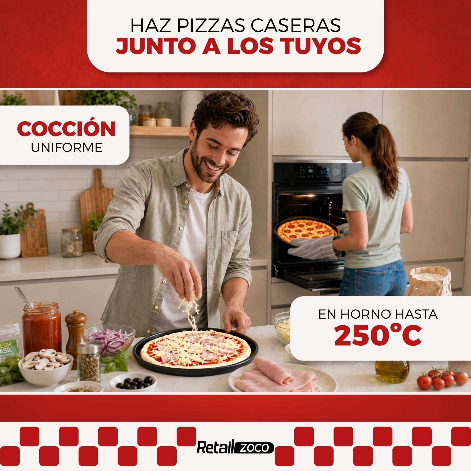 Bandeja Pizza Horno Redonda Antiadherente 35 cm Negro - imagen 5