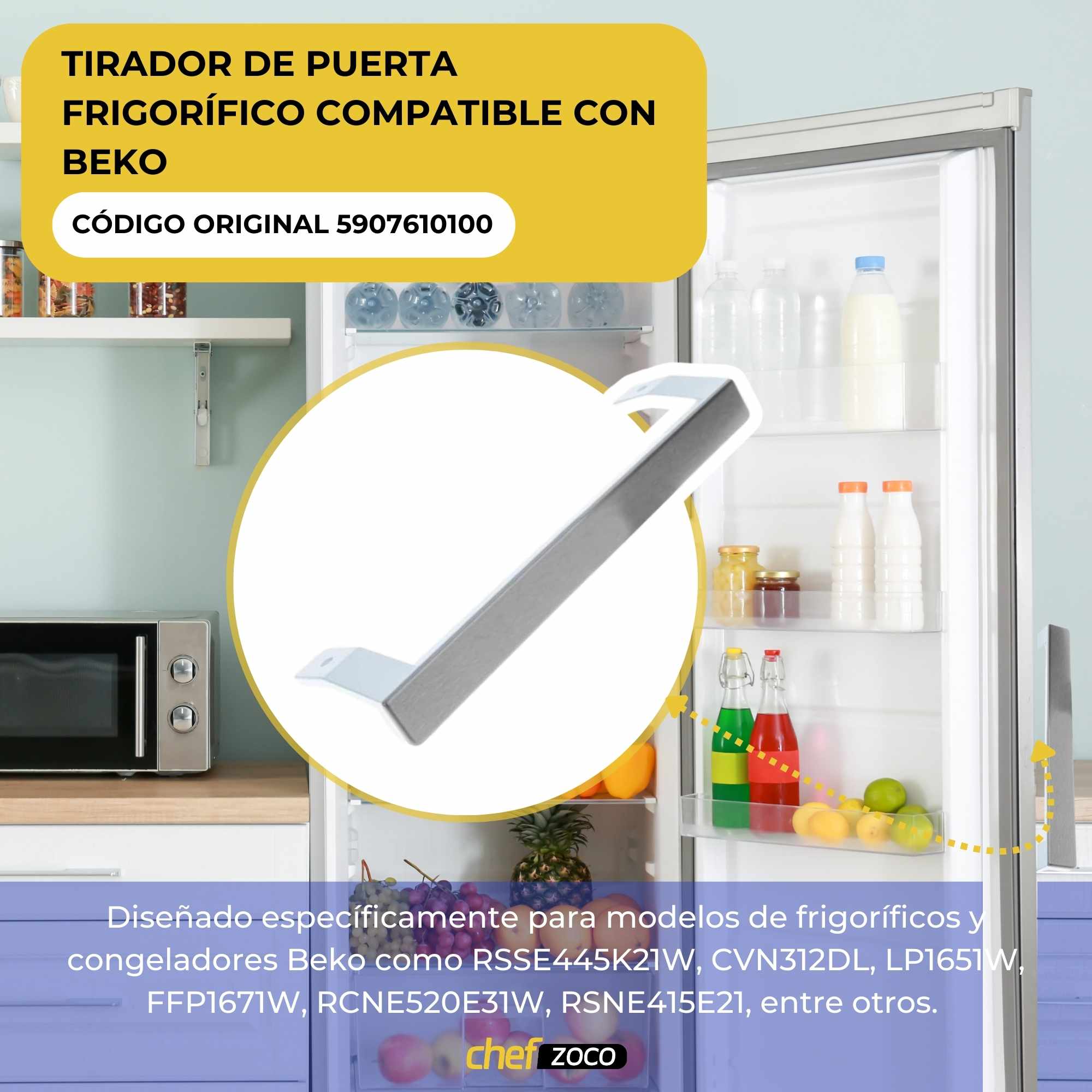 Tirador Puerta Frigorifico Beko 5907610100 - imagen 2