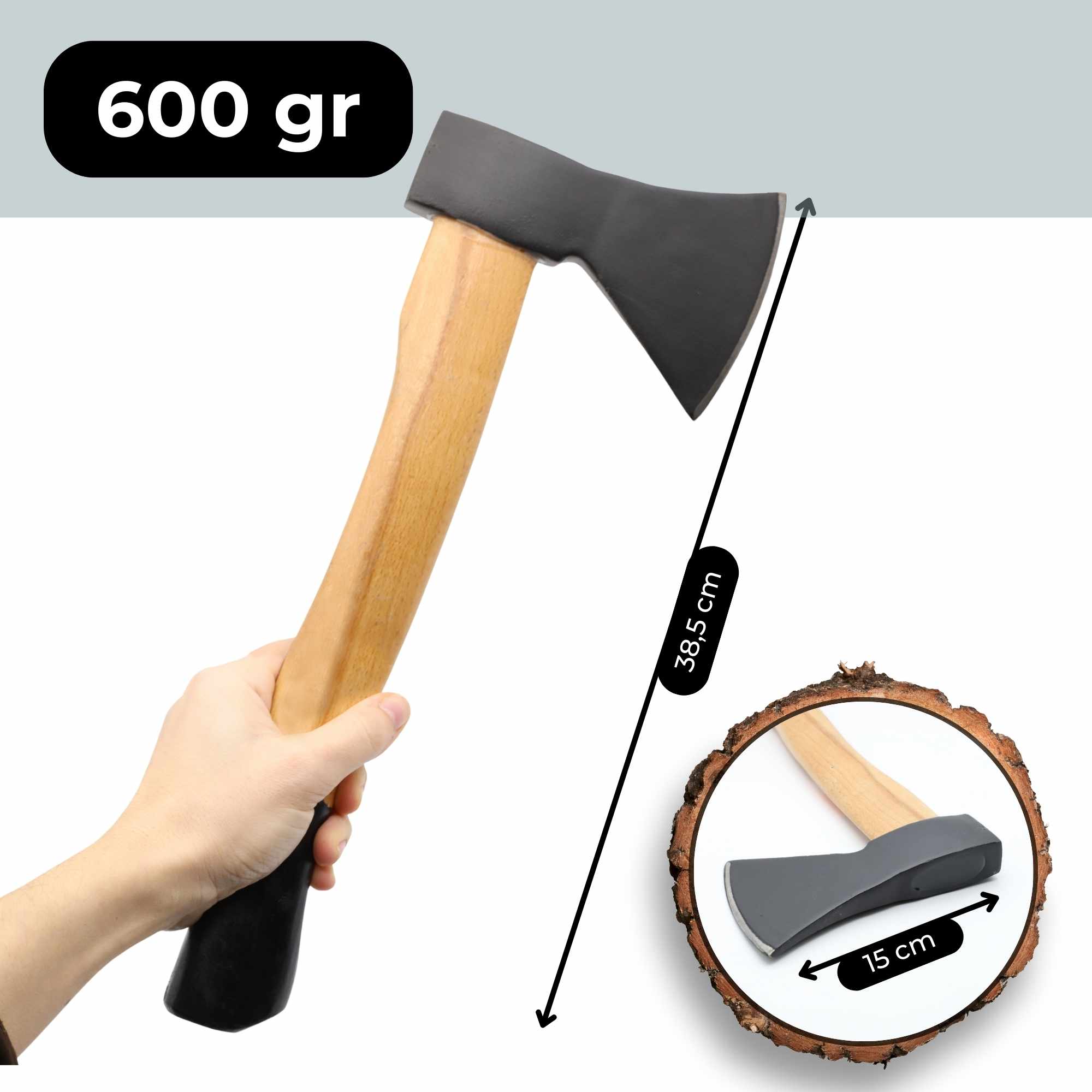 Hacha con mango de madera 600 gramos - imagen 3