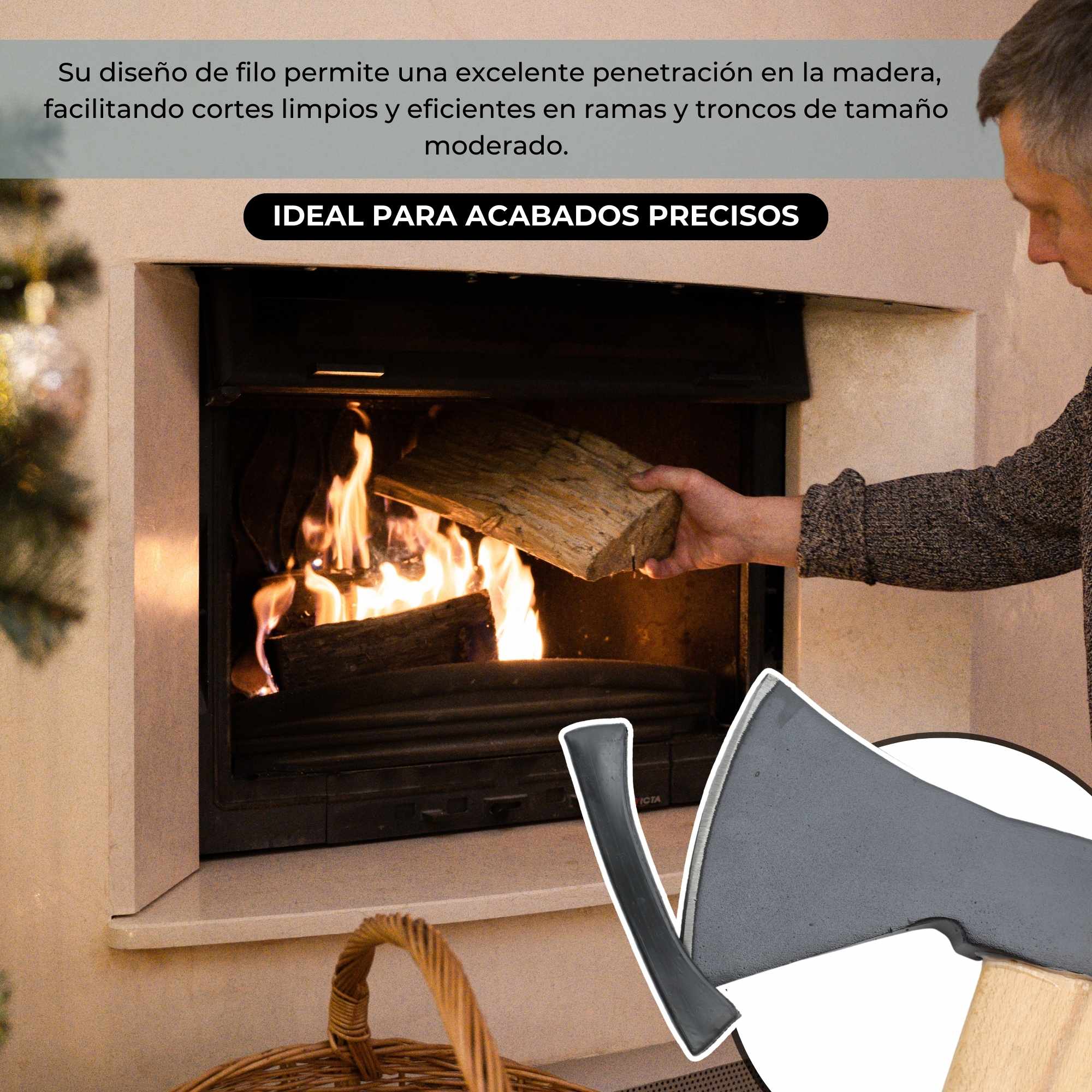 Hacha con mango de madera 800 gramos - imagen 3