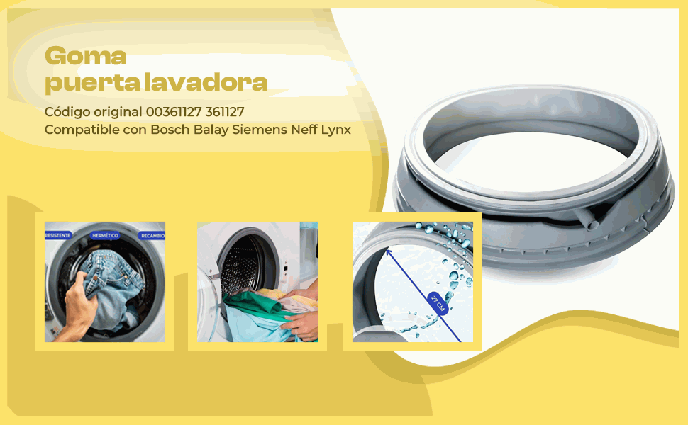 Banner - Goma puerta lavadora compatible con Balay Bosch 361127