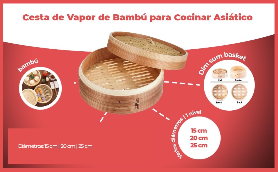 Banner - Cesta de Vapor de Bambú para Cocinar Asiático 25 cm