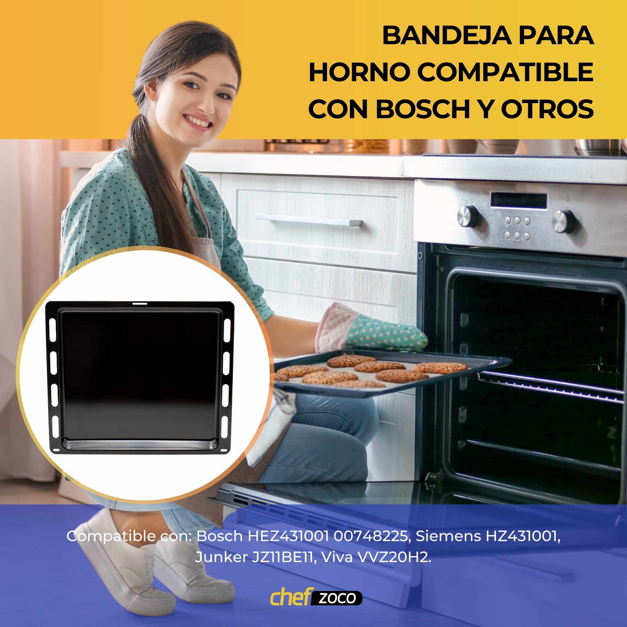 Bandeja Horno Bosch Siemens Viva 442x370 mm negro - imagen 2