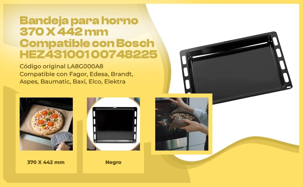 Banner - Bandeja Horno Bosch Siemens Viva 442x370 mm negro