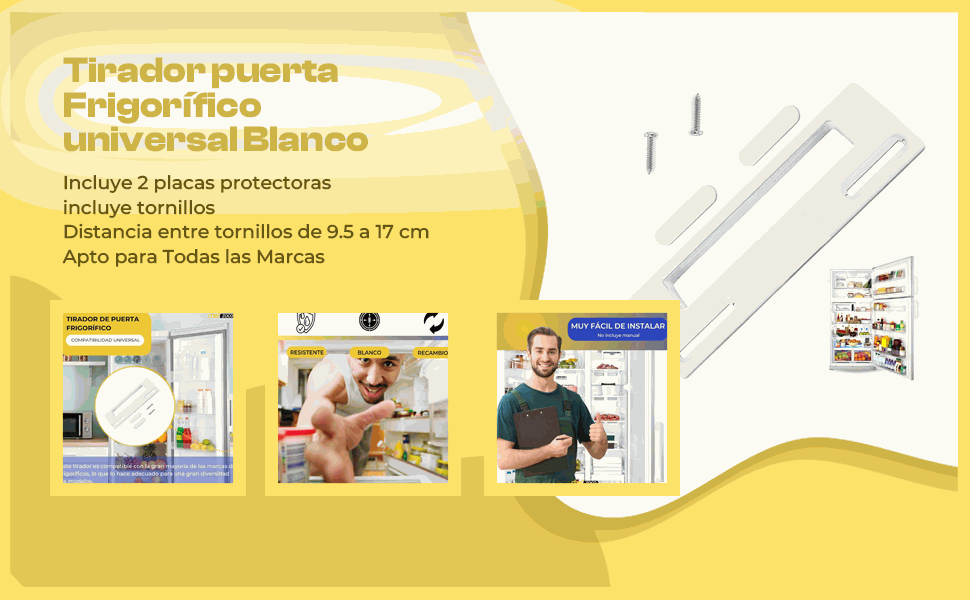 Banner - Tirador puerta Frigorifico universal 9.5 a 17 cm Blanco