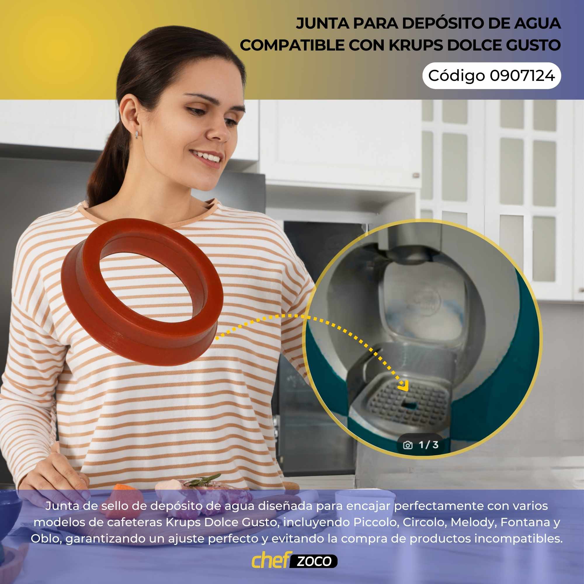 Junta para deposito de agua compatible con cafetera KRUPS - imagen 2