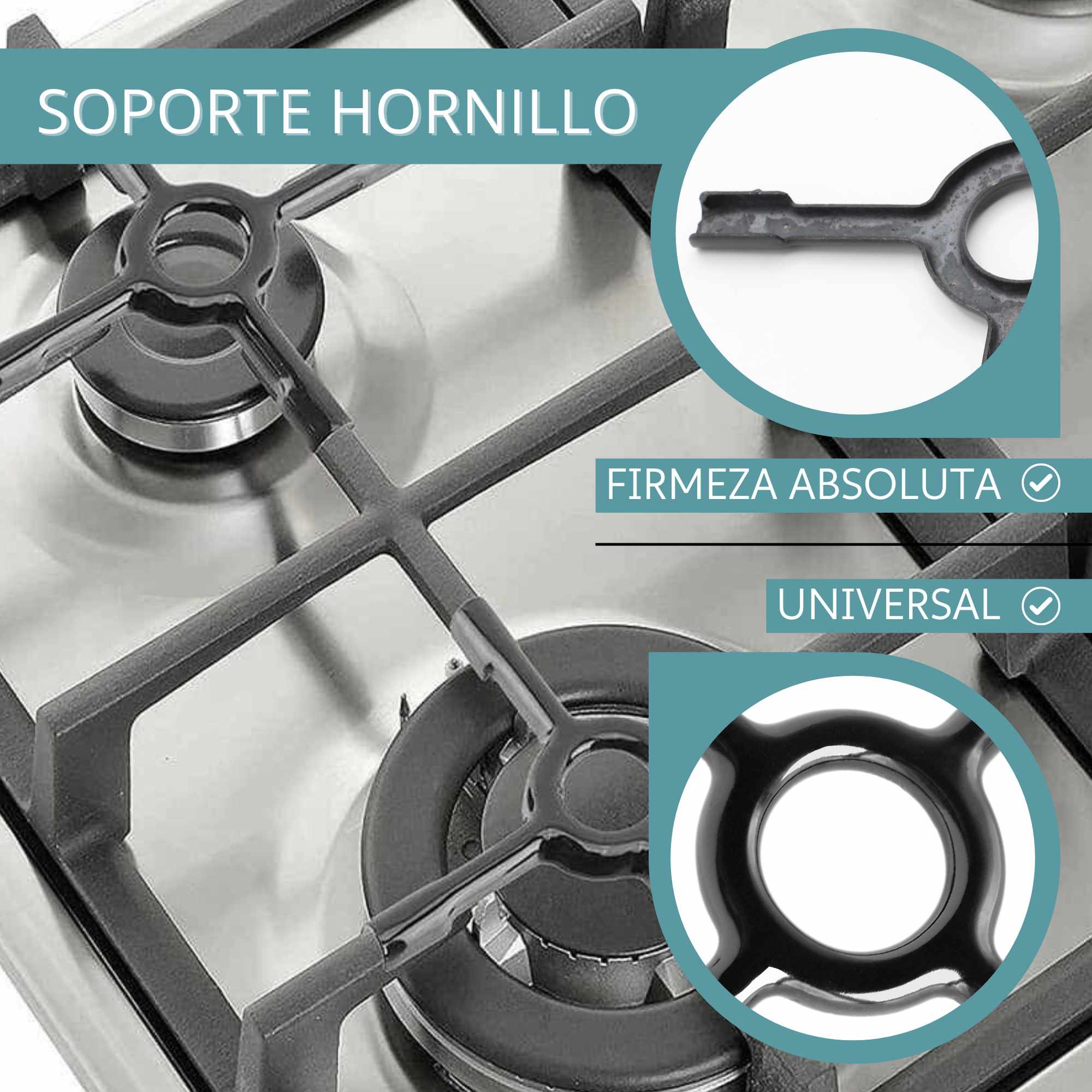 Soporte para hornillo de gas universal ceramica 13 cm Negro - imagen 2