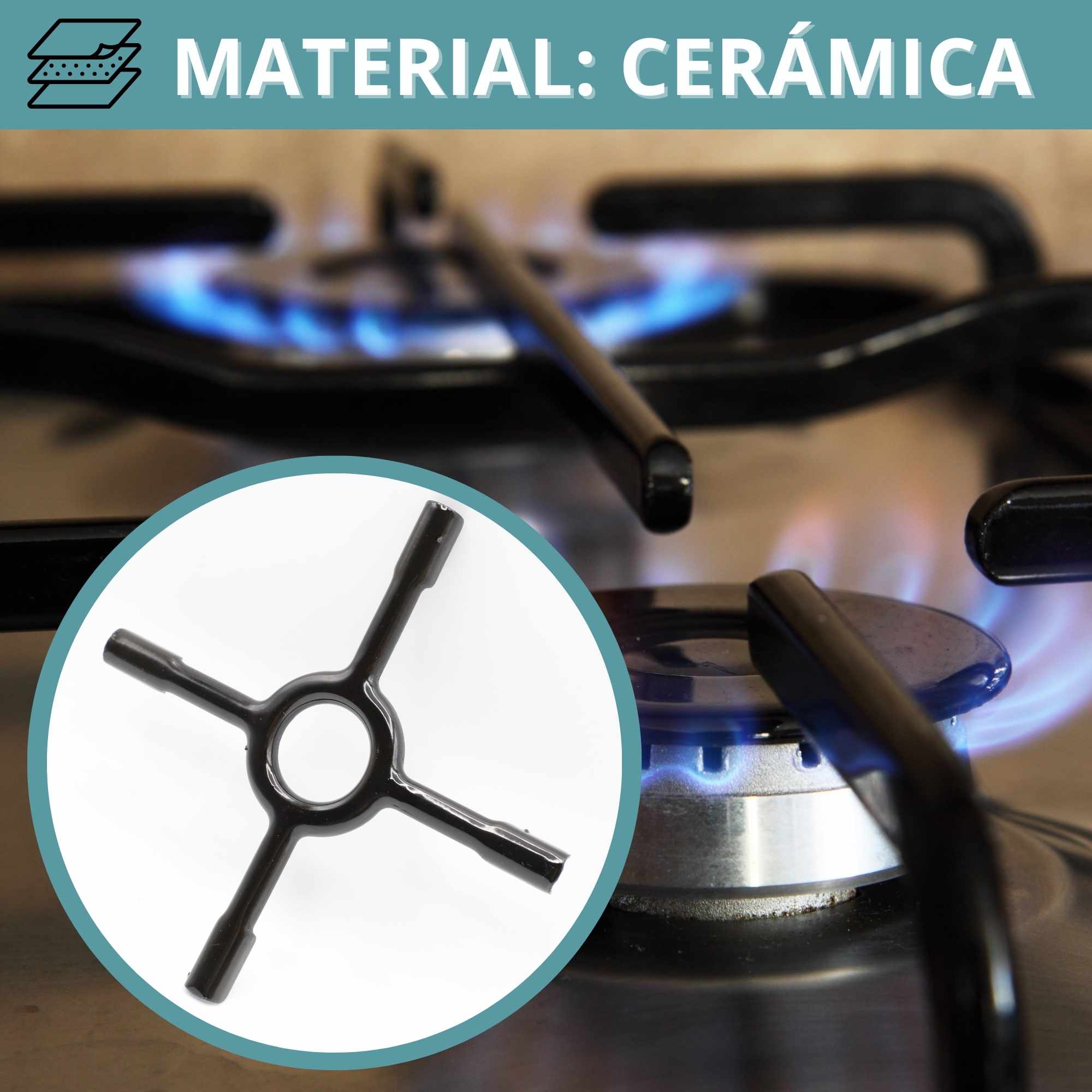 Soporte para hornillo de gas universal ceramica 13 cm Negro - imagen 4