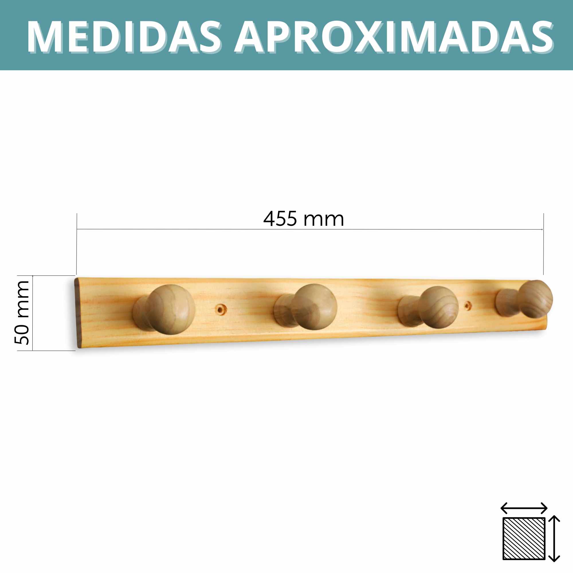 Perchero 4 pomos de madera pared para atornillar - imagen 4