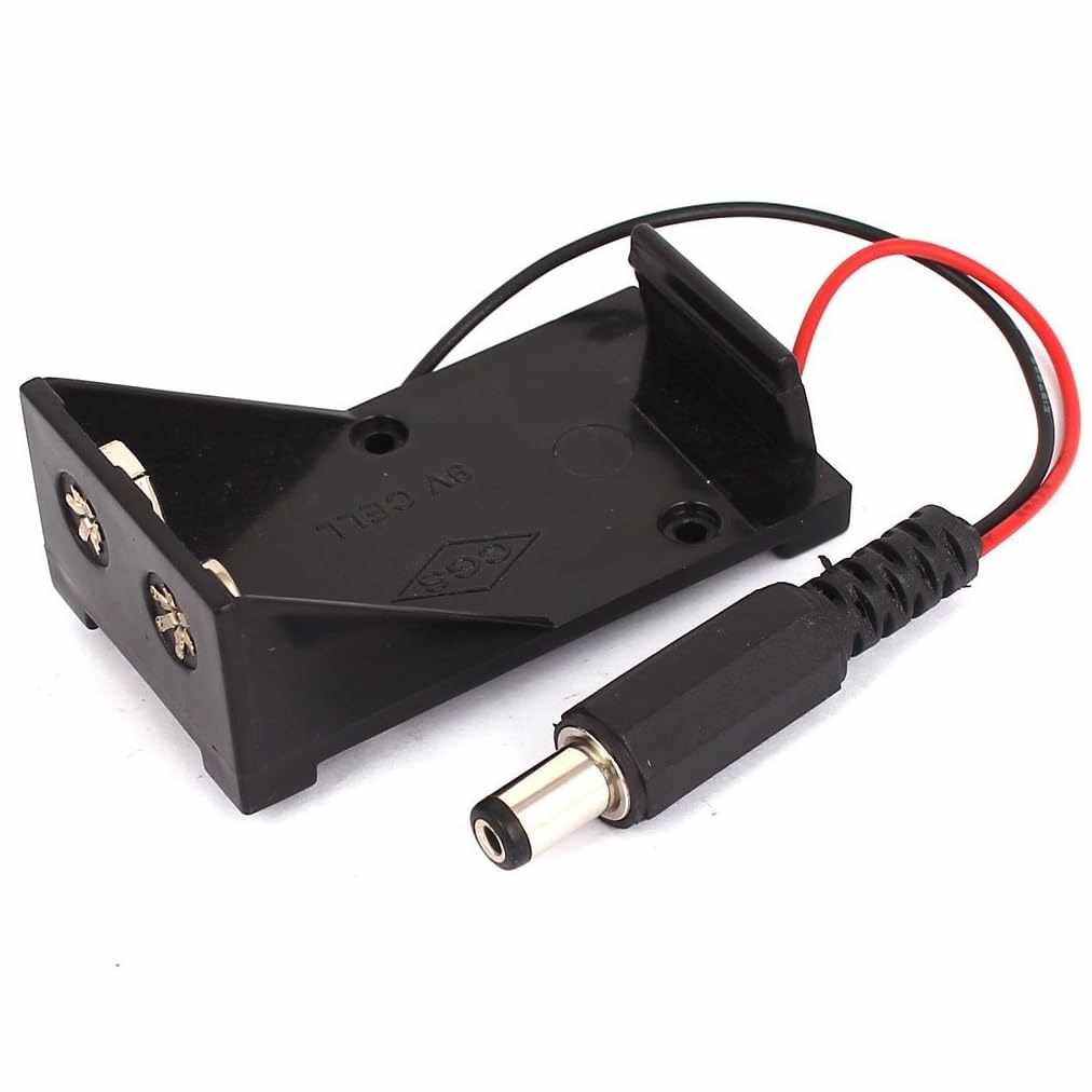 Portapilas para 1 pila 6LR61 9V Arduino DC 5.5x2.1 mm Negro - imagen 1