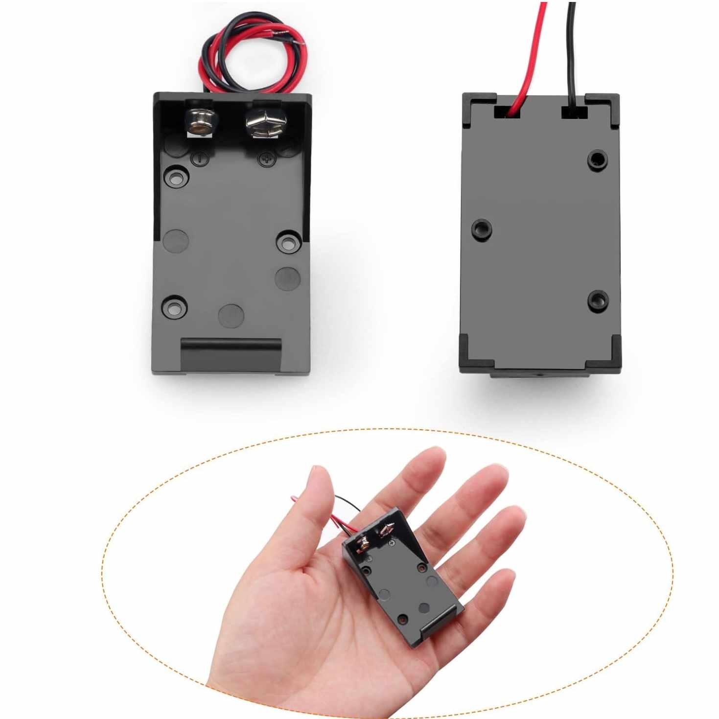 Portapilas para 1 pila 6LR61 9V Arduino DC 5.5x2.1 mm Negro - imagen 3