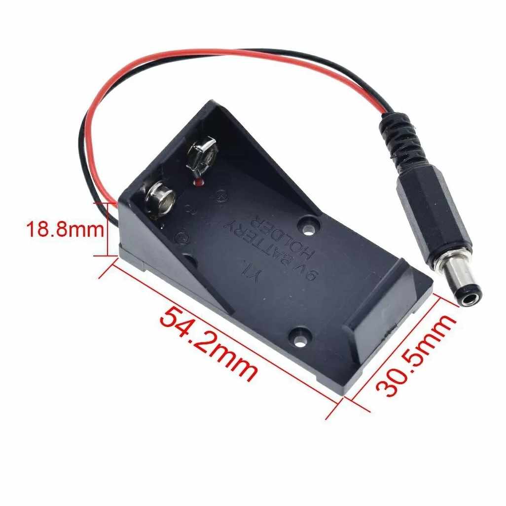 Portapilas para 1 pila 6LR61 9V Arduino DC 5.5x2.1 mm Negro - imagen 5