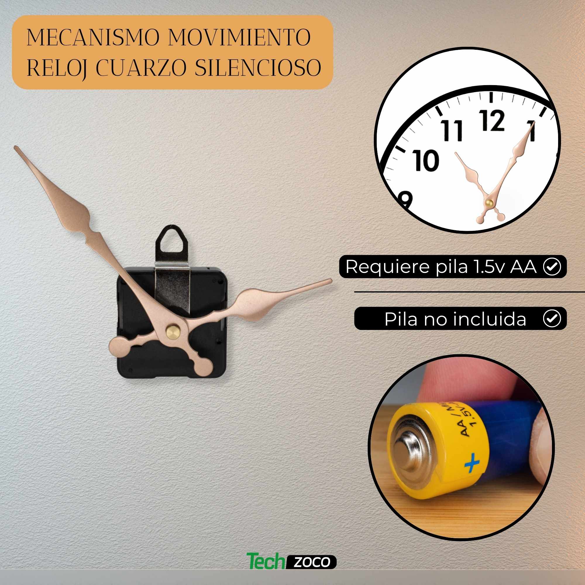 Mecanismo movimiento reloj cuarzo silencioso tipo 18 - imagen 2