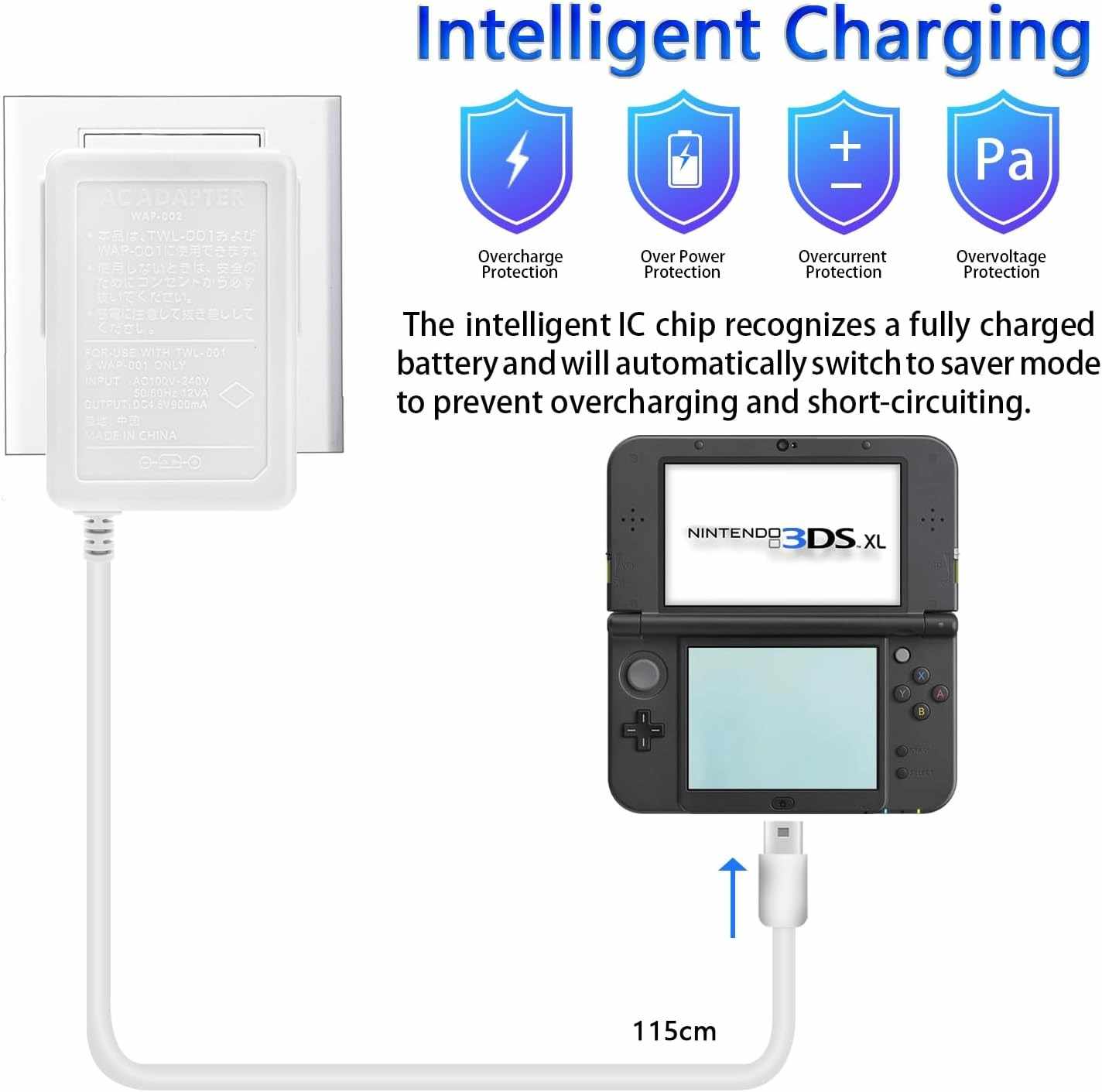 Adaptador de corriente compatible con Nintendo Dsi - DSi XL Blanco - imagen 3