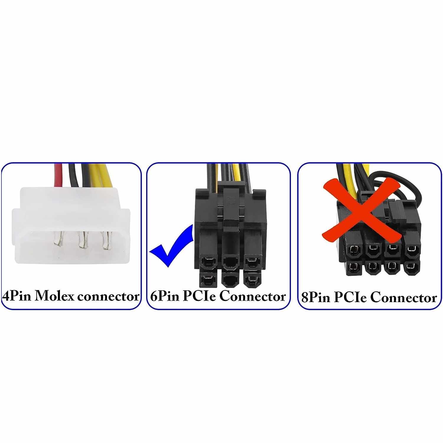 Cable alimentacion 4 Pines Macho Molex a 6 Pines PCI Express 0.15 Metros - imagen 4