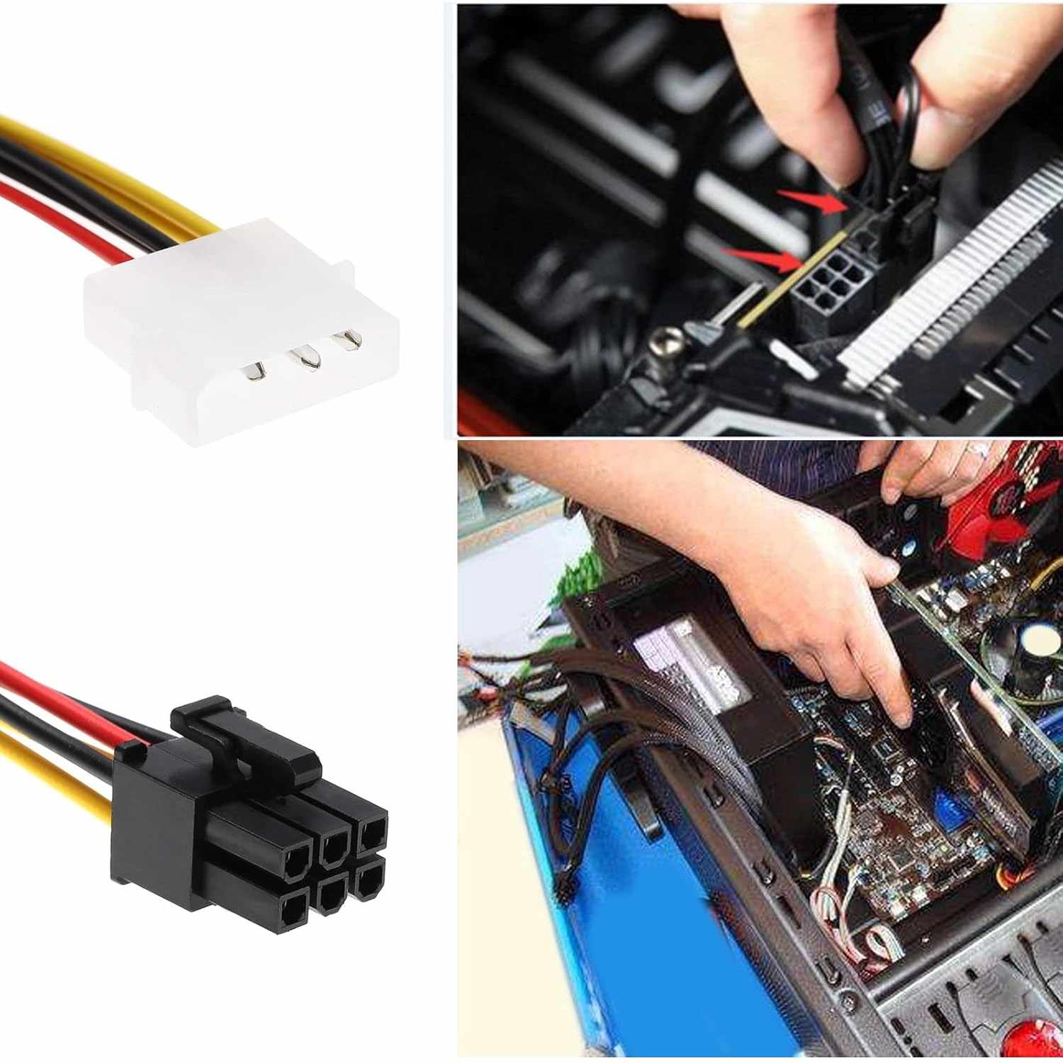 Cable alimentacion 4 Pines Macho Molex a 6 Pines PCI Express 0.15 Metros - imagen 5