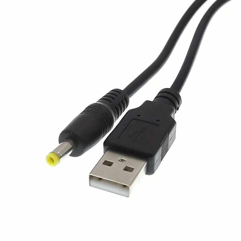 Cable alimentacion USB 2.0 a 4.0 mm x 1.7 mm DC 0.8 M Negro - imagen 1