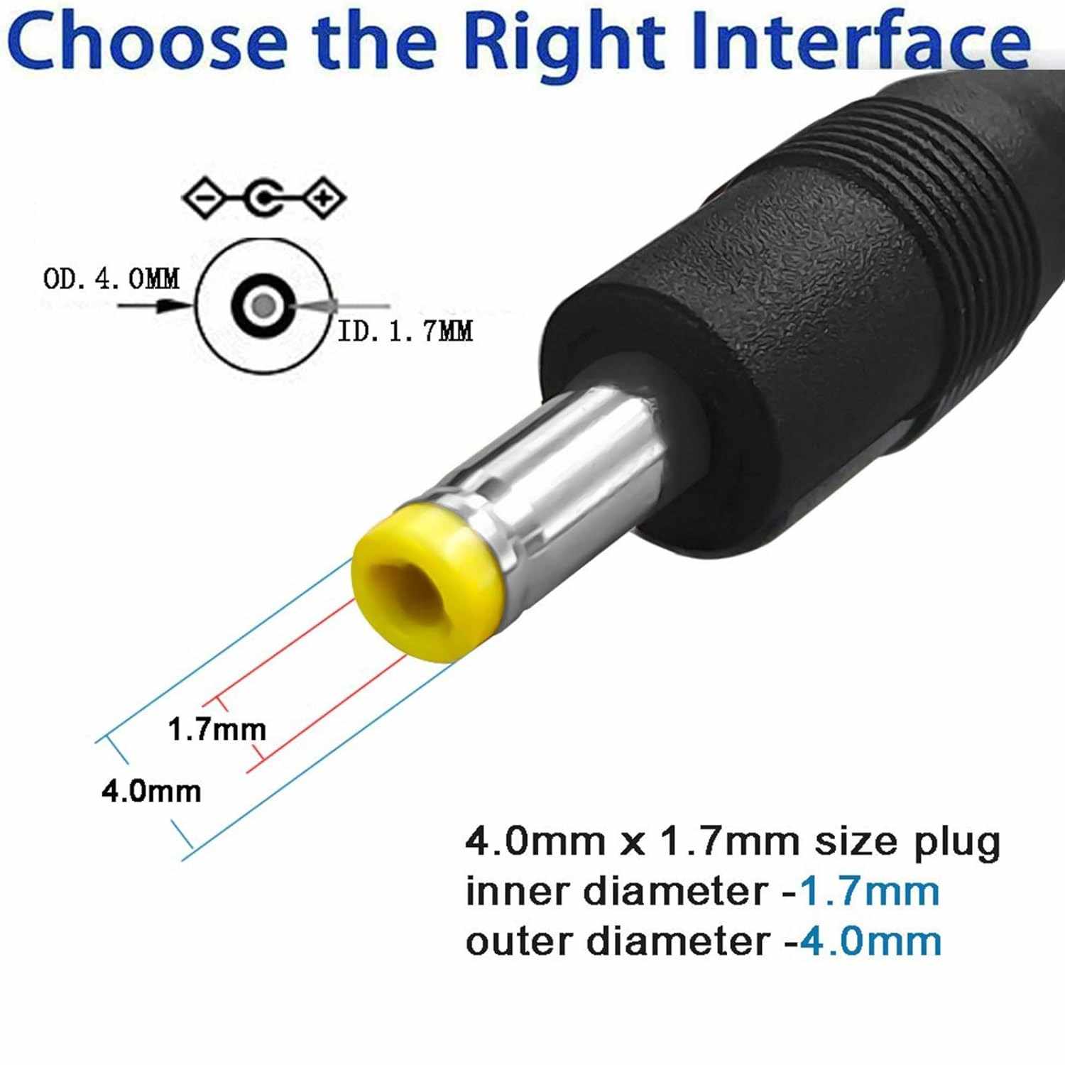 Cable alimentacion USB 2.0 a 4.0 mm x 1.7 mm DC 0.8 M Negro - imagen 2