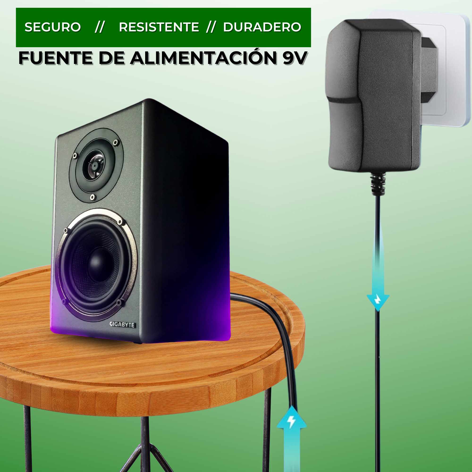 Alimentador 9V 1A Negro DC 5.5x2.1 mm - imagen 4
