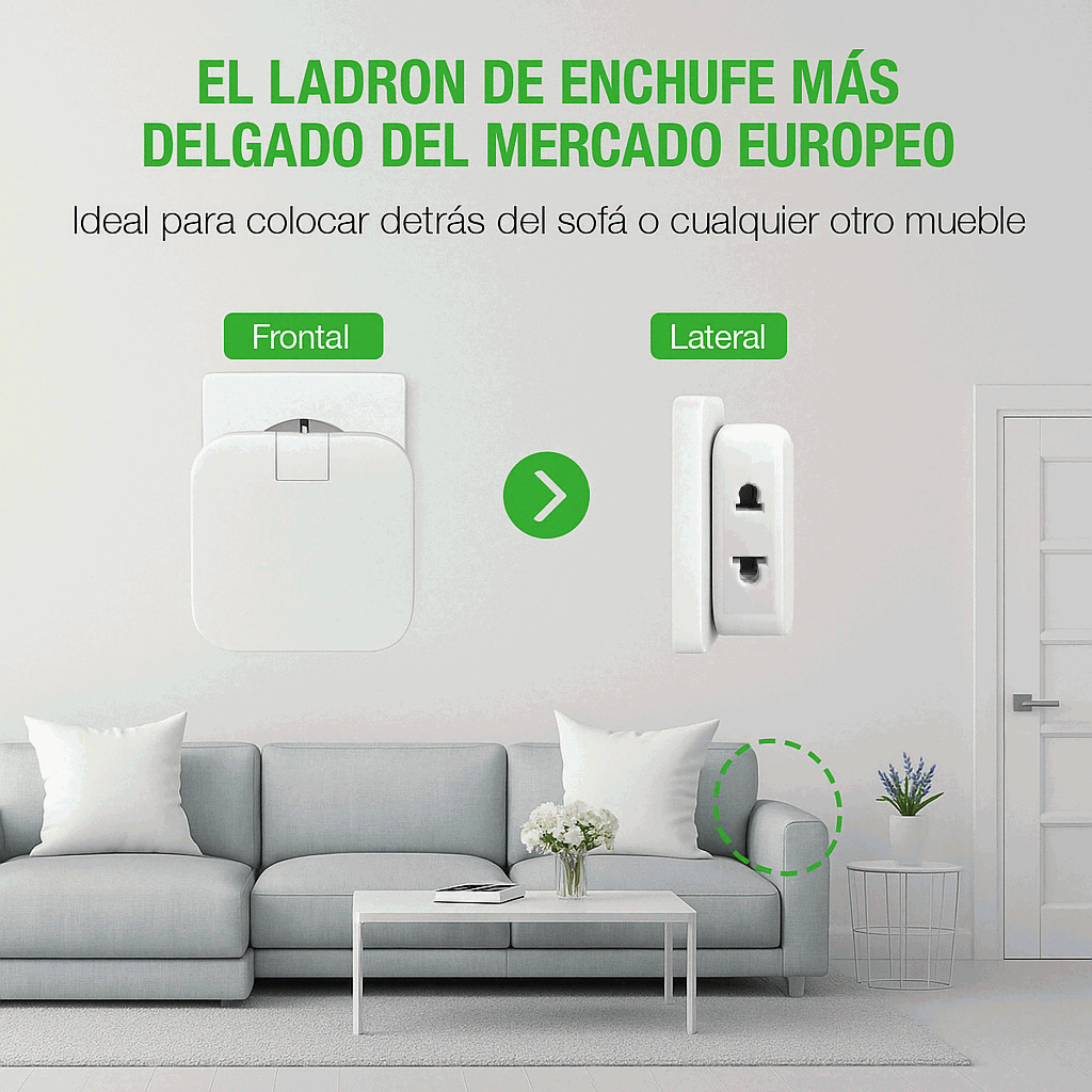 Adaptador enchufe Plano de Toma de Pared Blanco 10 A - imagen 2