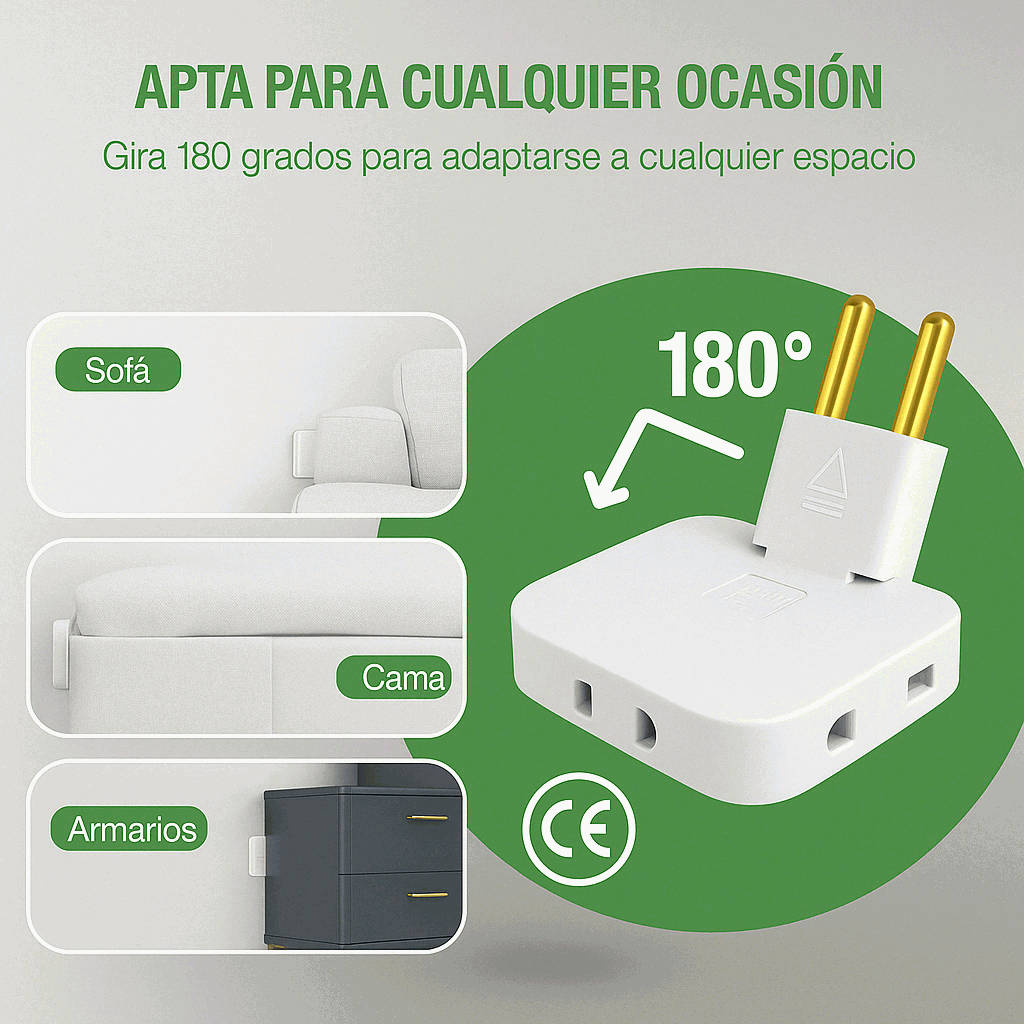 Adaptador enchufe Plano de Toma de Pared Blanco 10 A - imagen 3