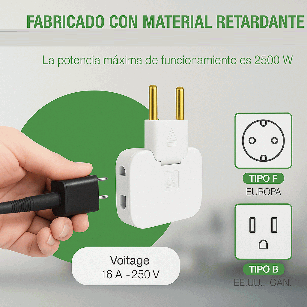 Adaptador enchufe Plano de Toma de Pared Blanco 10 A - imagen 4