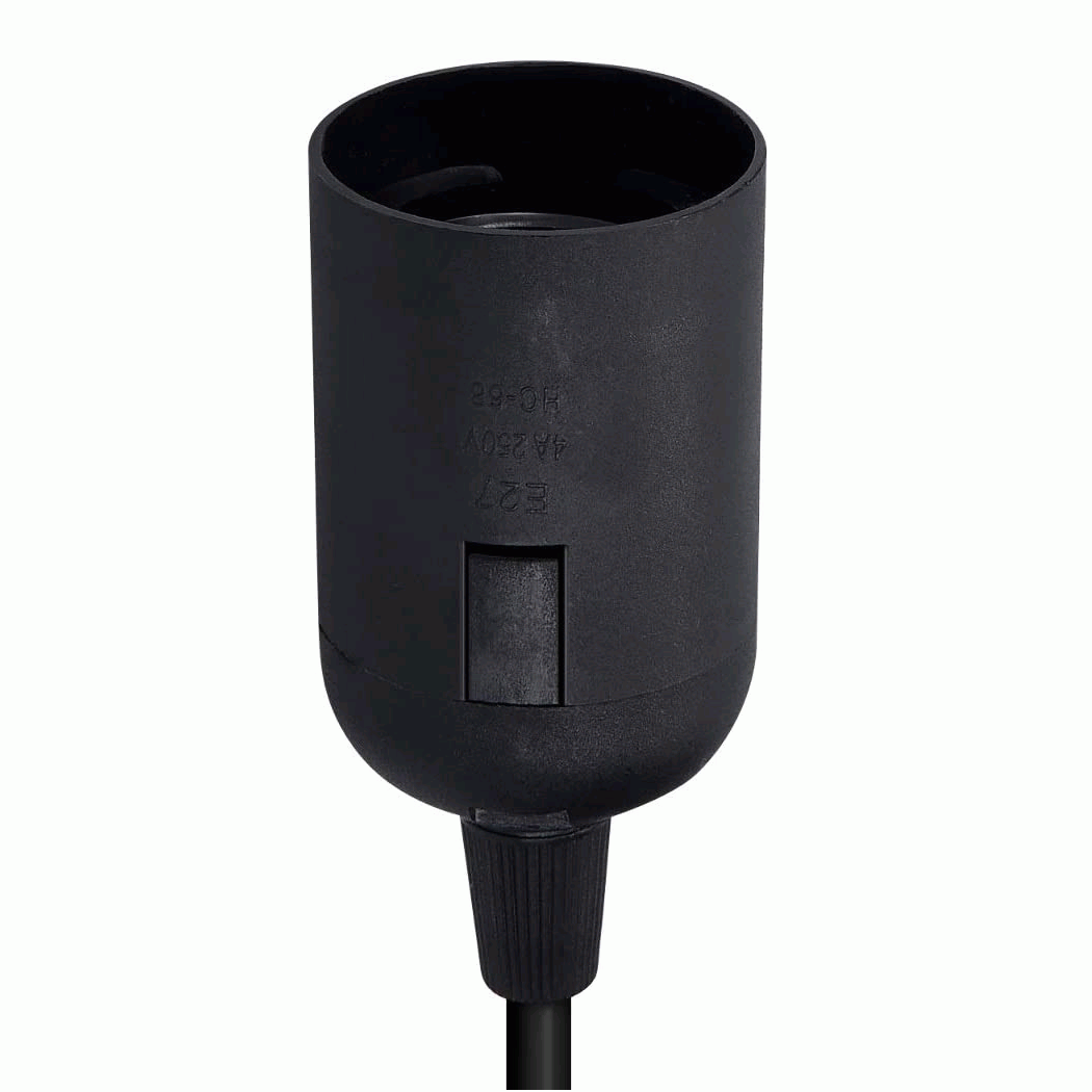 Cable de alimentacion portalamparas E27 con interruptor 2 Metros Negro - imagen 2