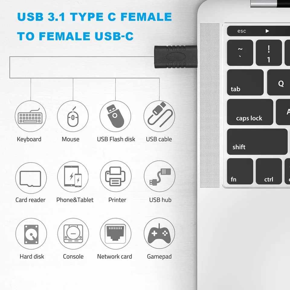 Adaptador empalme USB-C hembra Negro - imagen 4