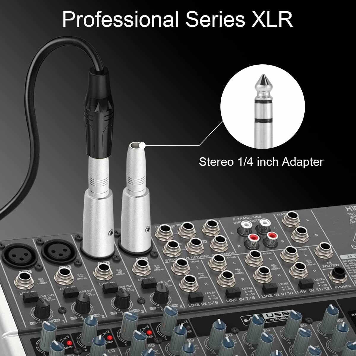 Adaptador XLR mono 3 Pin macho a Jack 6.35 hembra - imagen 3