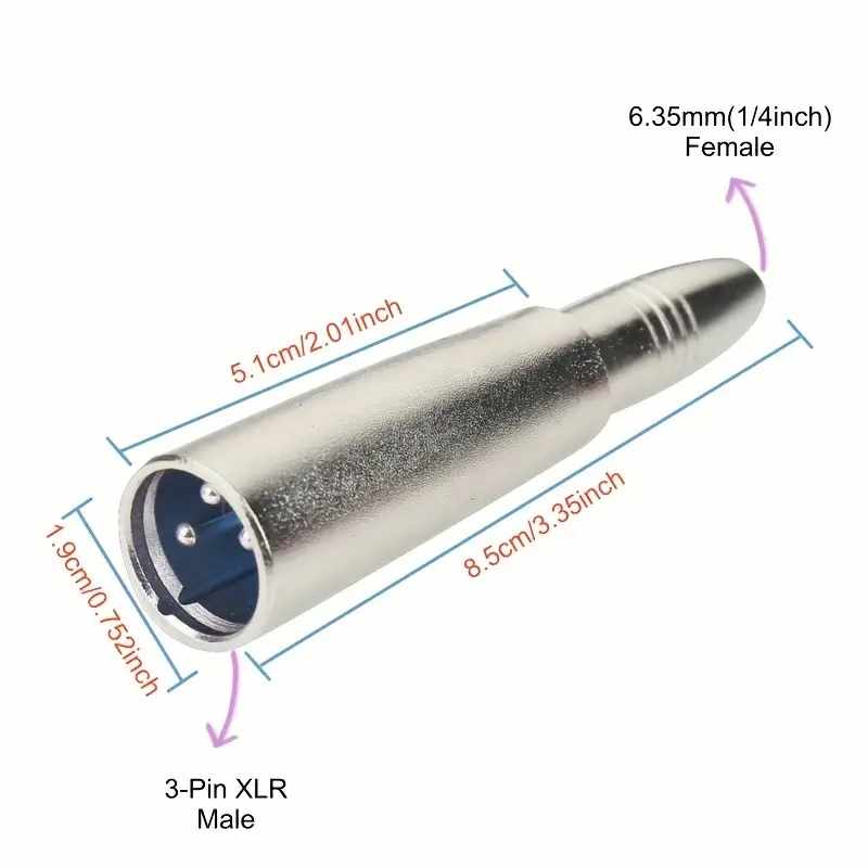 Adaptador XLR mono 3 Pin macho a Jack 6.35 hembra - imagen 7