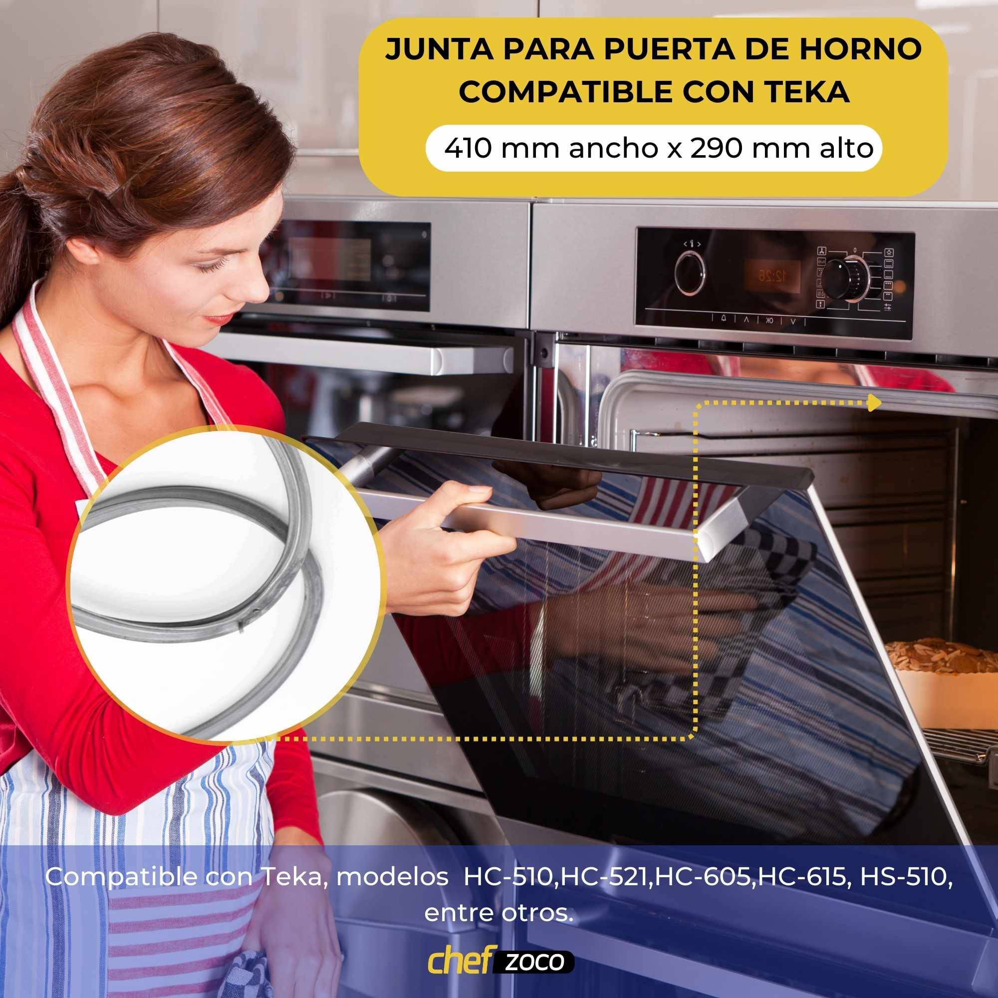 Junta Puerta Horno electrico Teka 410x290mm Negro - imagen 2