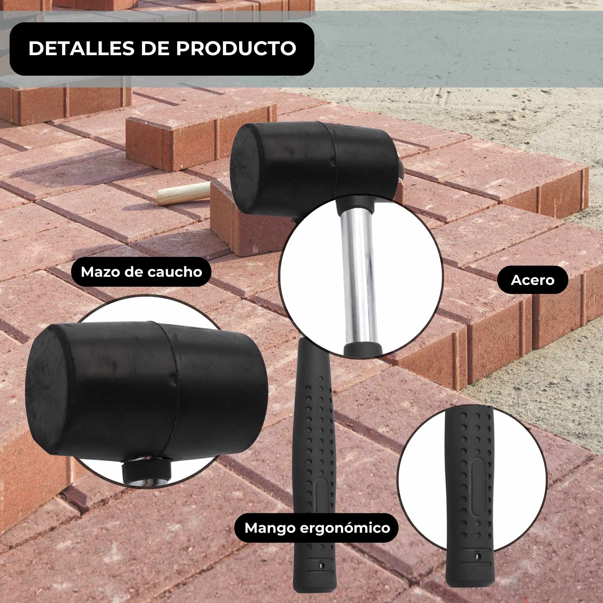 Mazo de goma Martillo de hule 300 gr - imagen 2