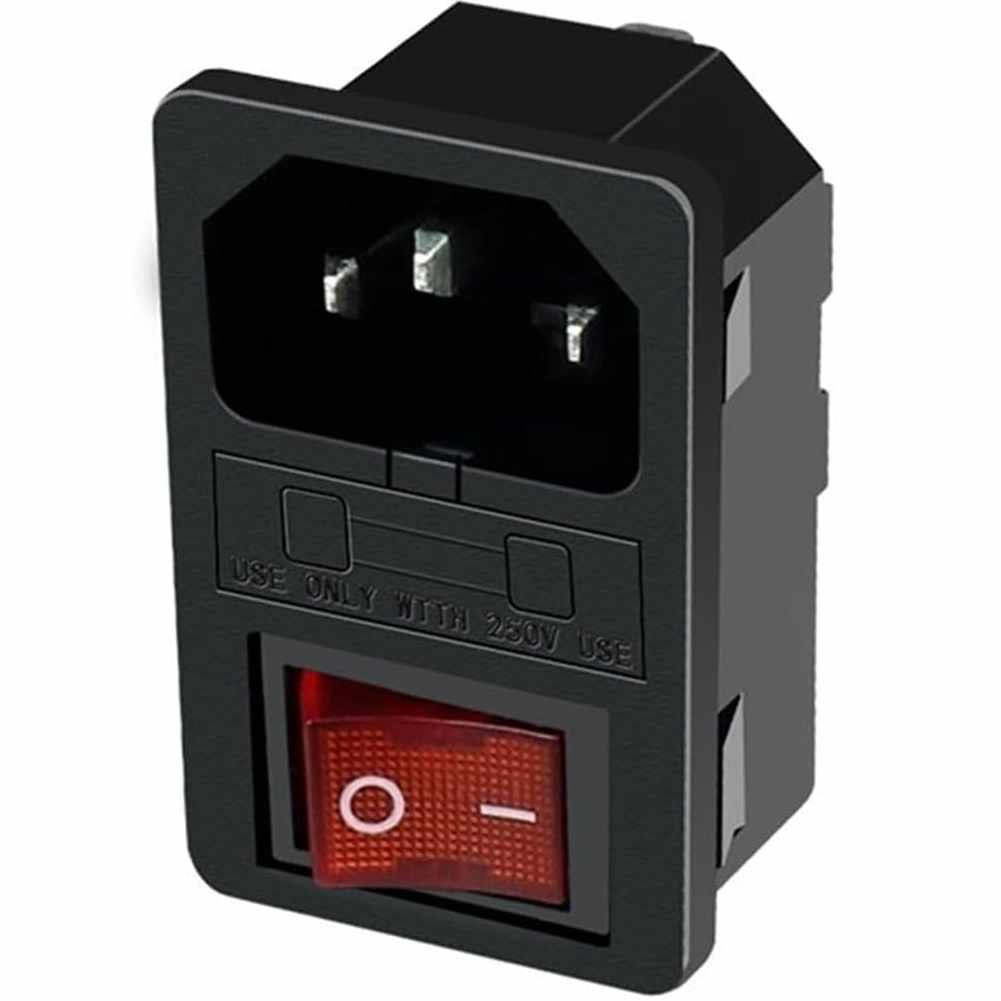 Conector alimentacion C14 AC con fusible hembra sin marco Negro 10 A - imagen 1